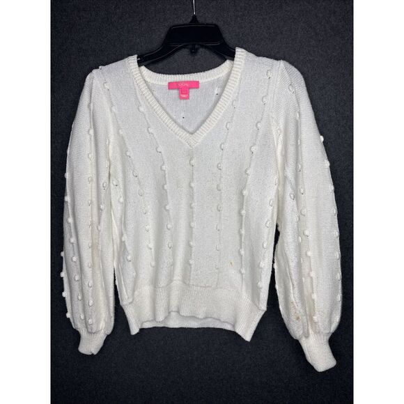 Lilly Pulitzer Zandra Resort White Sweater Size Small V Neck Pull Over - Picture 1 of 7
